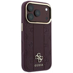 Husă Guess Leather Stripe Peony 4G MagSafe pentru iPhone 17 Pro Max – burgundy — imagine 4