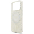 Husă Guess IML Flowers Electroplated with Pearl Strap MagSafe pentru iPhone 17 Pro Max – alb — imagine 5