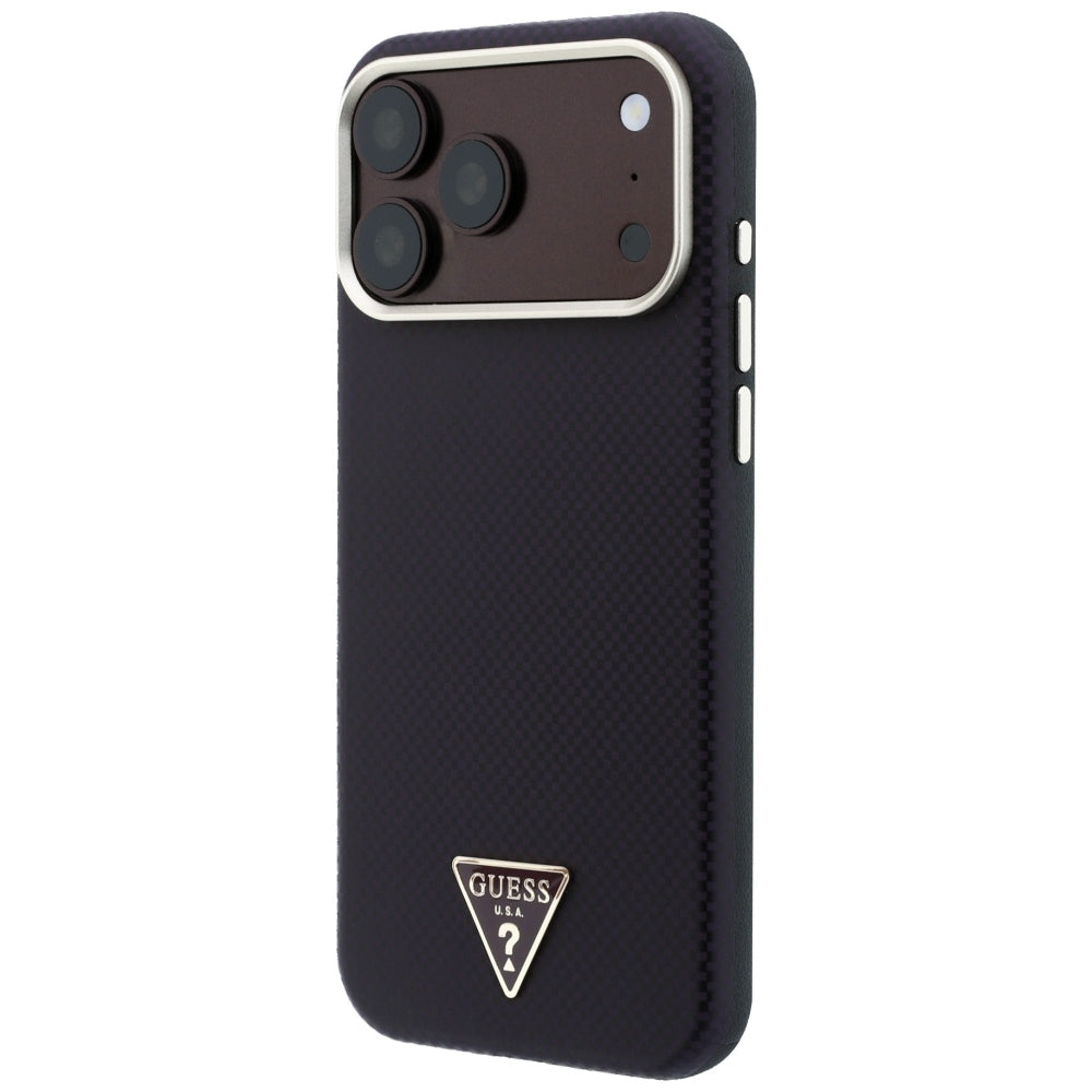 Husă Guess Kevlar Triangle Logo MagSafe pentru iPhone 17 Pro Max – burgundy — imagine 2