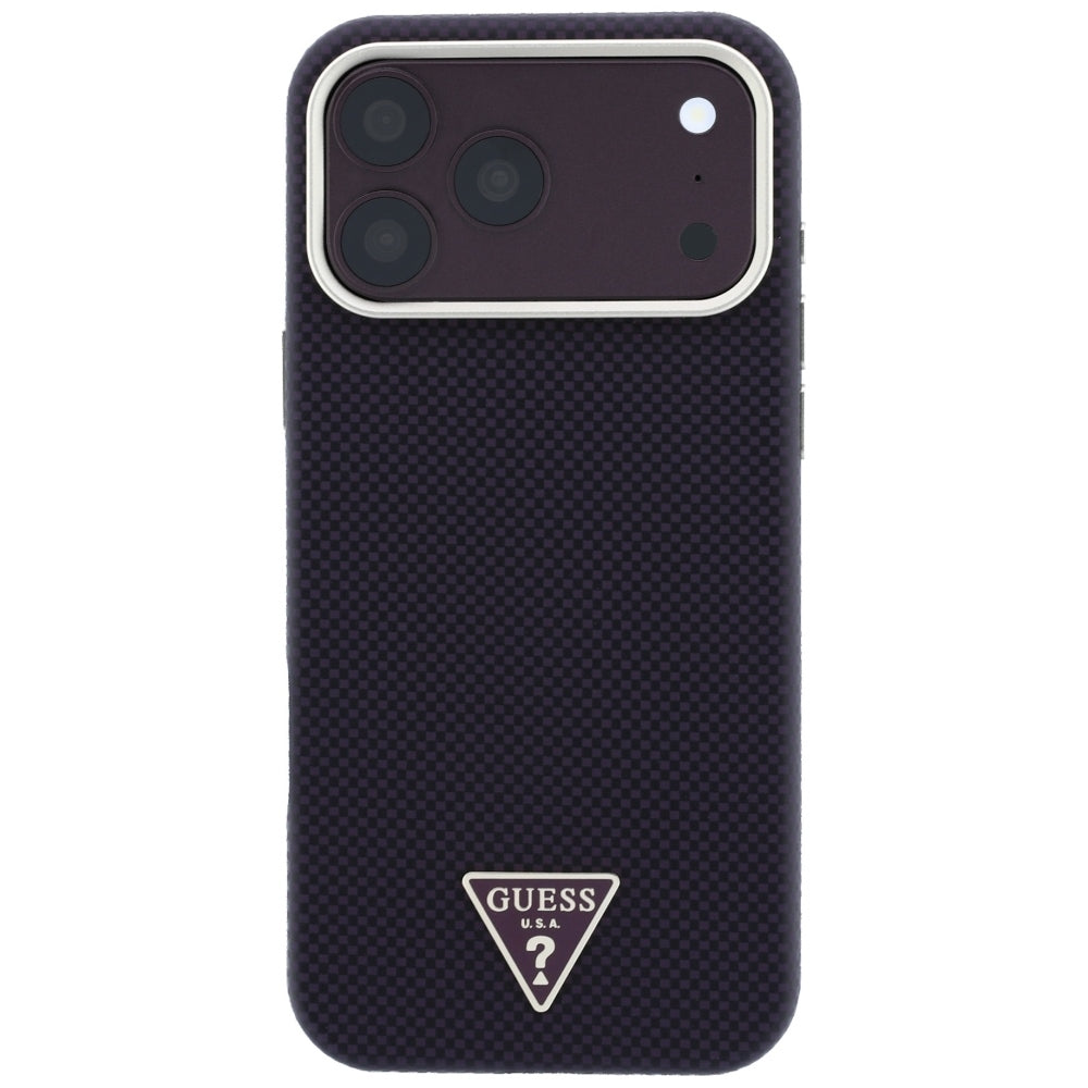 Husă Guess Kevlar Triangle Logo MagSafe pentru iPhone 17 Pro Max – burgundy — imagine 3