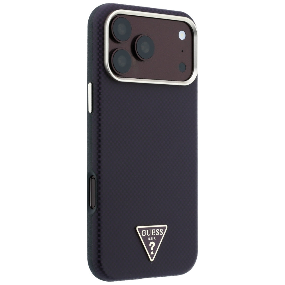 Husă Guess Kevlar Triangle Logo MagSafe pentru iPhone 17 Pro Max – burgundy — imagine 4