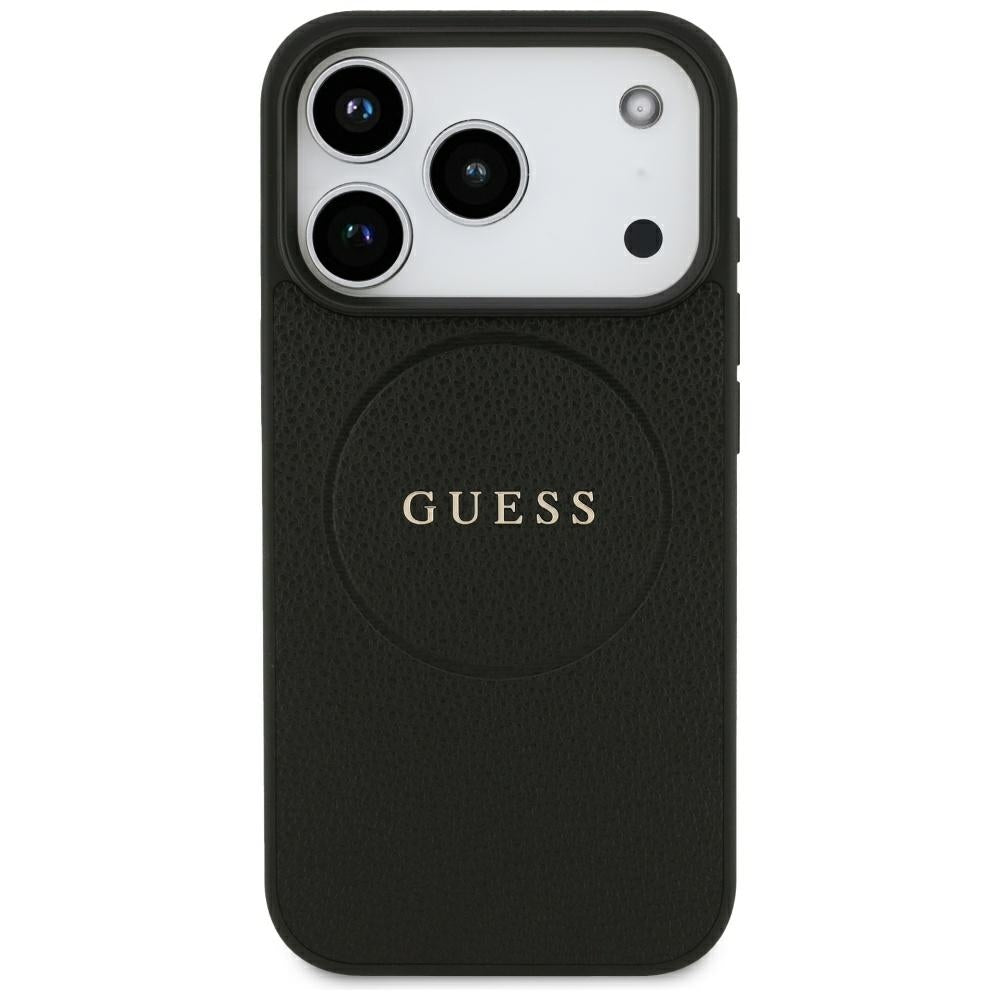Husă Guess Grained Gold Ring MagSafe pentru iPhone 17 Pro Max – negru (GUHMP18XPGHSMMK) — imagine 3