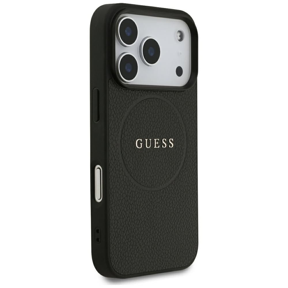 Husă Guess Grained Gold Ring MagSafe pentru iPhone 17 Pro Max – negru (GUHMP18XPGHSMMK) — imagine 4
