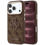 Husă Guess Hardcase 4G Big Resin Logo pentru iPhone 17 Pro Max – maro — imagine 1