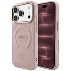 Husă Guess Saffiano Peony & Ring MagSafe pentru iPhone 17 Pro Max – roz — imagine 1