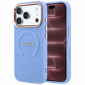 Husă Guess Saffiano Peony & Ring MagSafe pentru iPhone 17 Pro Max – albastru deschis — imagine 1