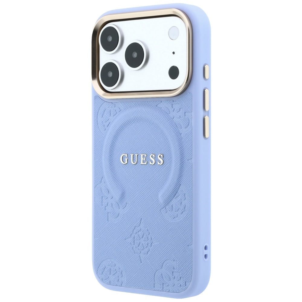 Husă Guess Saffiano Peony & Ring MagSafe pentru iPhone 17 Pro Max – albastru deschis — imagine 4