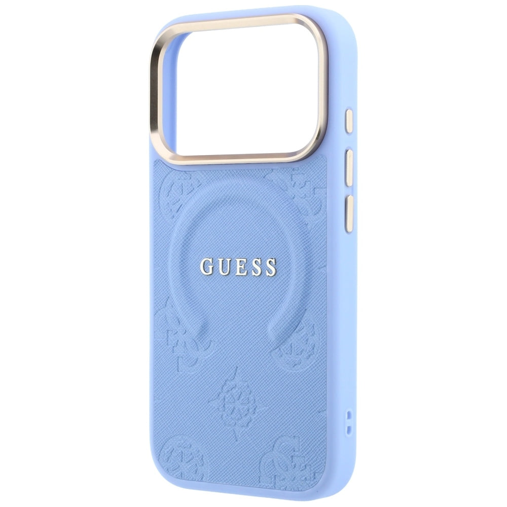 Husă Guess Saffiano Peony & Ring MagSafe pentru iPhone 17 Pro Max – albastru deschis — imagine 5