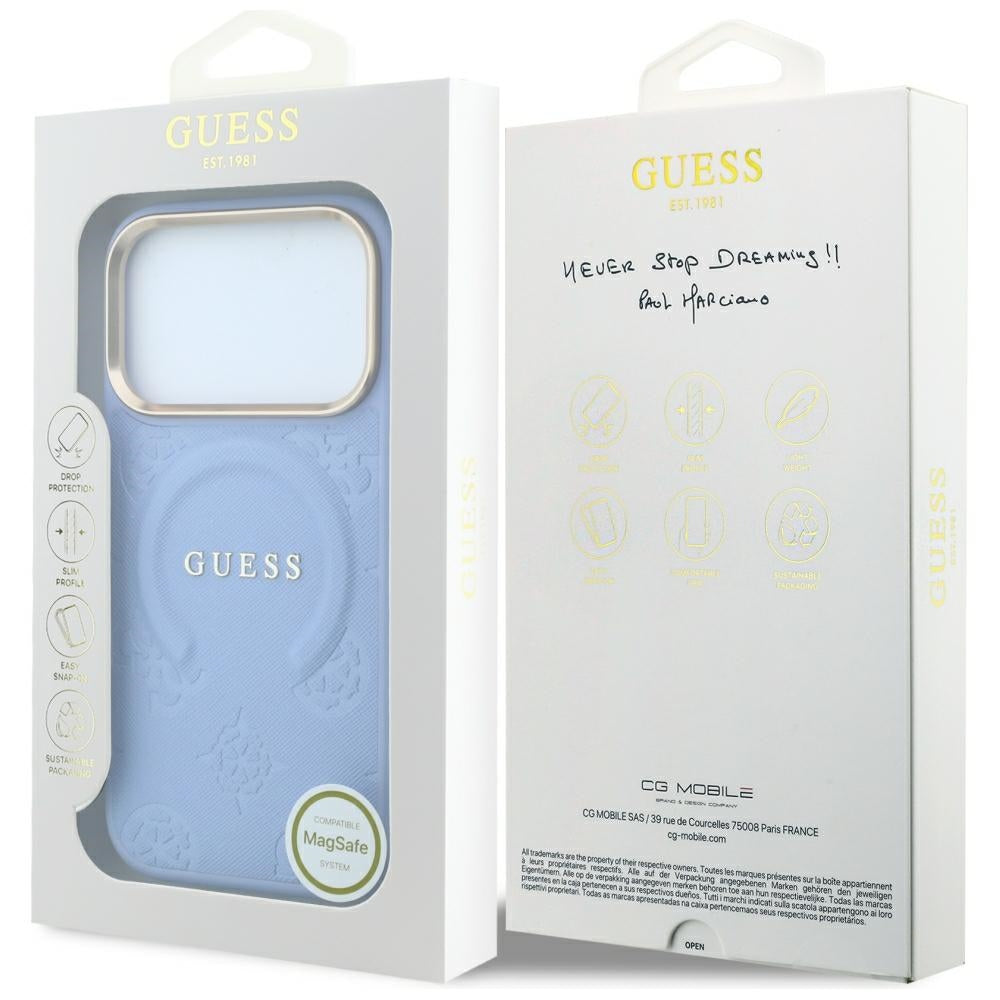 Husă Guess Saffiano Peony & Ring MagSafe pentru iPhone 17 Pro Max – albastru deschis — imagine 7