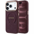 Husă Guess Saffiano Peony & Ring MagSafe pentru iPhone 17 Pro Max – burgundy — imagine 1