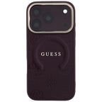 Husă Guess Saffiano Peony & Ring MagSafe pentru iPhone 17 Pro Max – burgundy — imagine 3
