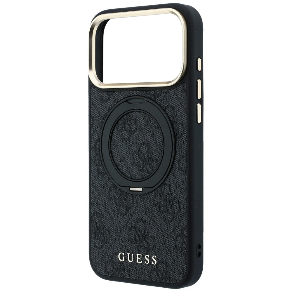 Husă Guess Ring Stand 360 4G Leather Classic Logo MagSafe pentru iPhone 17 Pro Max – negru — imagine 5