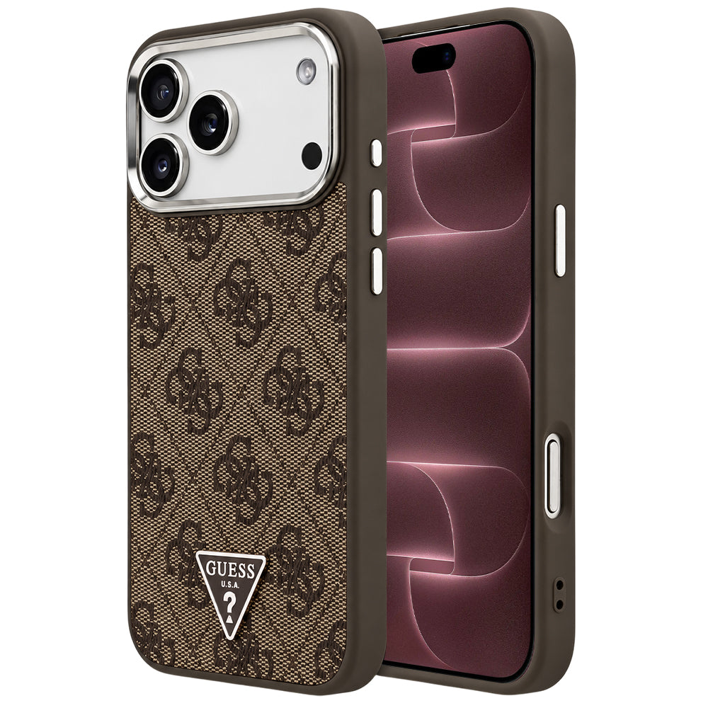 Husă Guess Hardcase 4G Triangle Logo MagSafe pentru iPhone 17 Pro Max – maro (GUHMP18XP4TSRCMW) — imagine 1