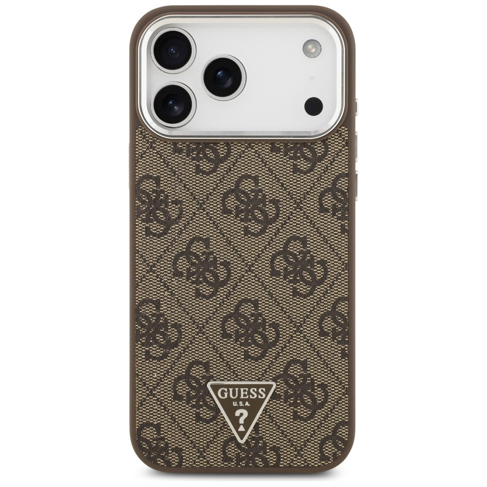 Husă Guess Hardcase 4G Triangle Logo MagSafe pentru iPhone 17 Pro Max – maro (GUHMP18XP4TSRCMW) — imagine 3
