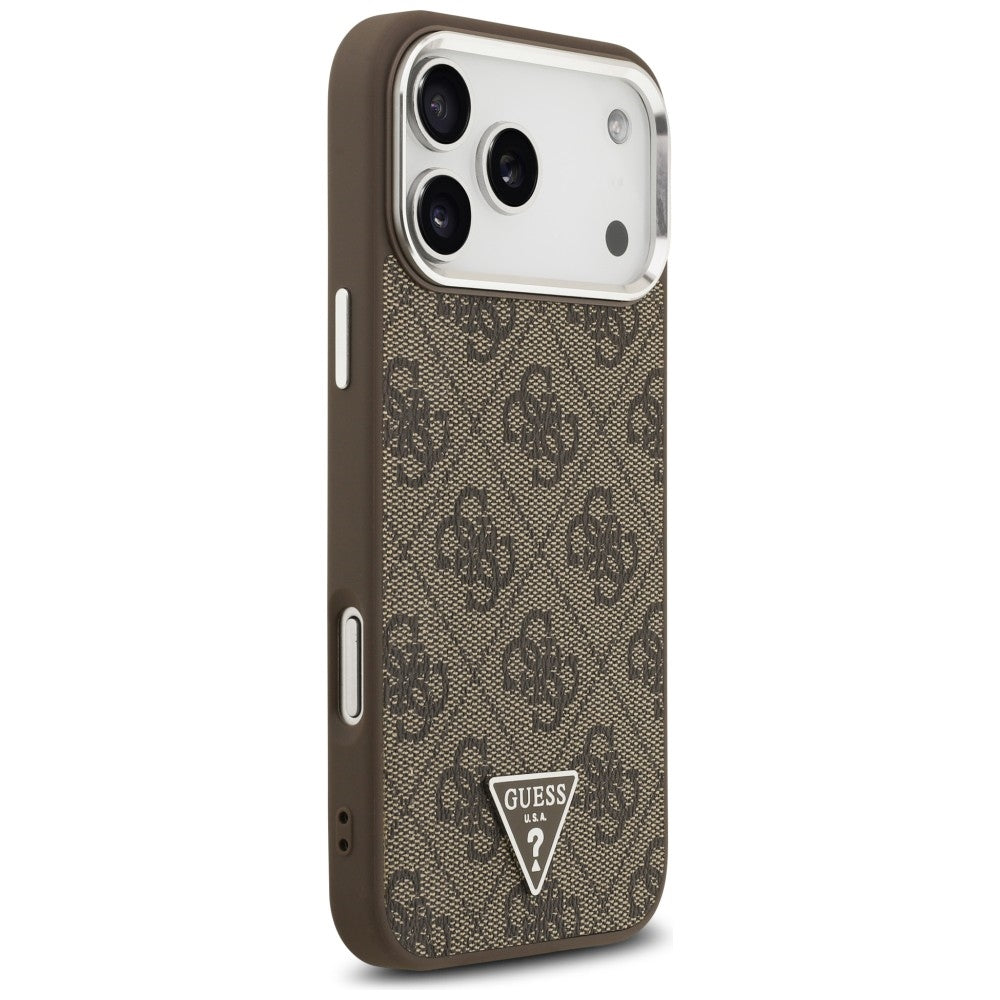 Husă Guess Hardcase 4G Triangle Logo MagSafe pentru iPhone 17 Pro Max – maro (GUHMP18XP4TSRCMW) — imagine 4