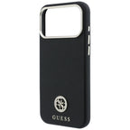 Husă Guess Grained Leather Round Strass Logo MagSafe pentru iPhone 17 Pro Max – negru — imagine 6