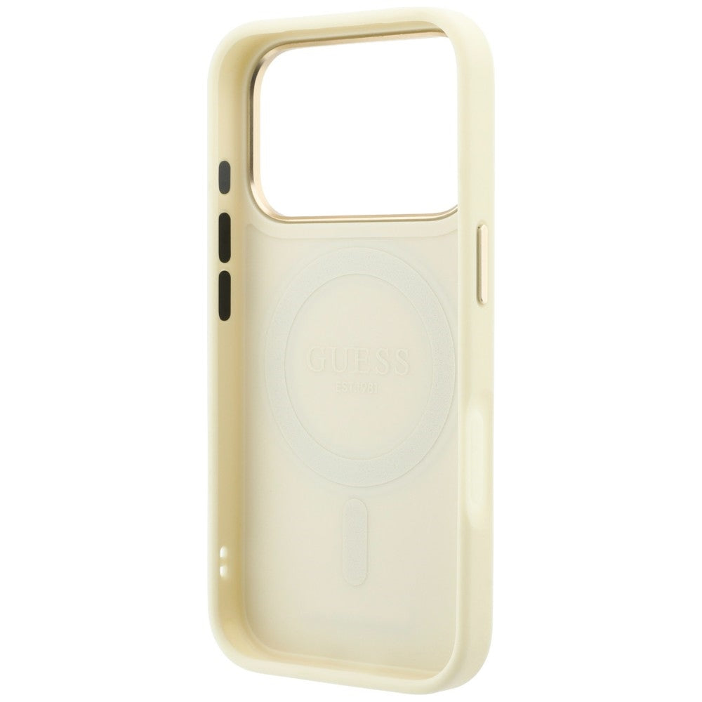 Husă Guess Grained Leather Ring Stand 360 Classic MagSafe pentru iPhone 17 Pro Max – bej — imagine 6