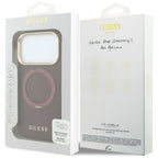 Husă Guess Grained Leather Ring Stand 360 Classic MagSafe pentru iPhone 17 Pro Max – burgundy — imagine 7