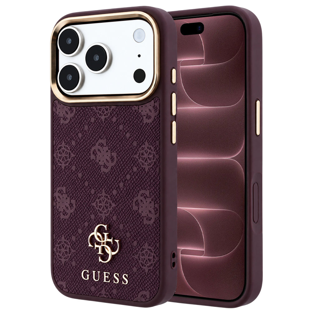 Husă Guess Peony 4G Small Logo MagSafe pentru iPhone 17 Pro Max – burgundy — imagine 1