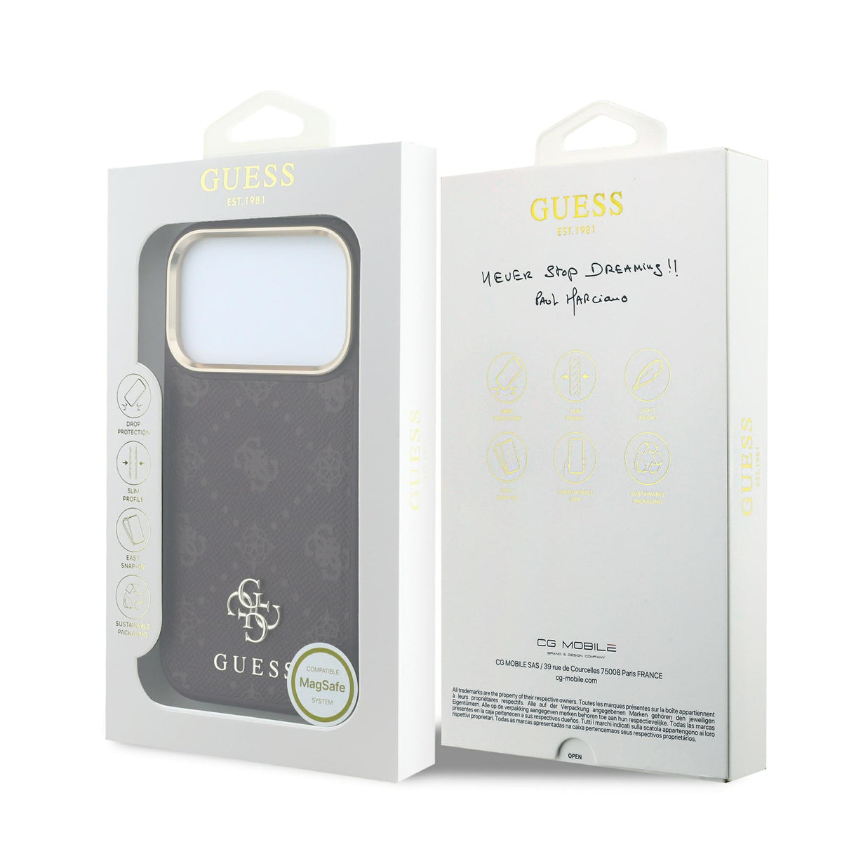 Husă Guess Peony 4G Small Logo MagSafe pentru iPhone 17 Pro Max – burgundy — imagine 7