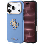 Husă Guess Smooth Big Strass Logo pentru iPhone 17 Pro Max – albastru deschis — imagine 1