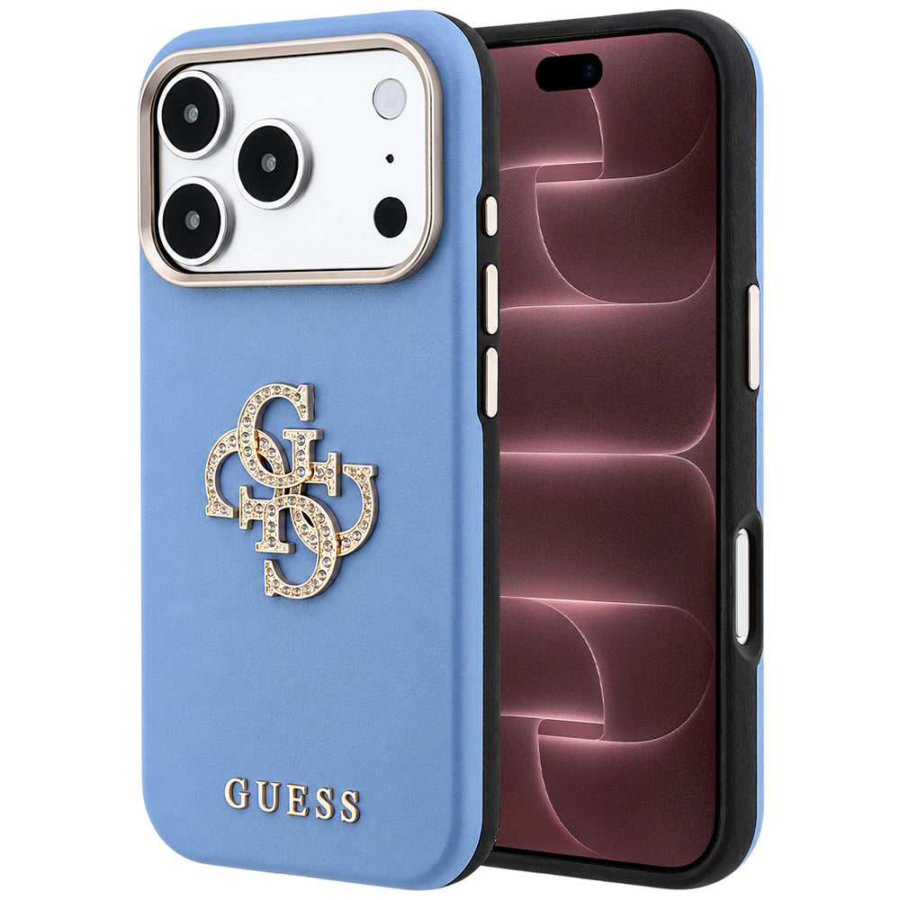 Husă Guess Smooth Big Strass Logo pentru iPhone 17 Pro Max – albastru deschis — imagine 1