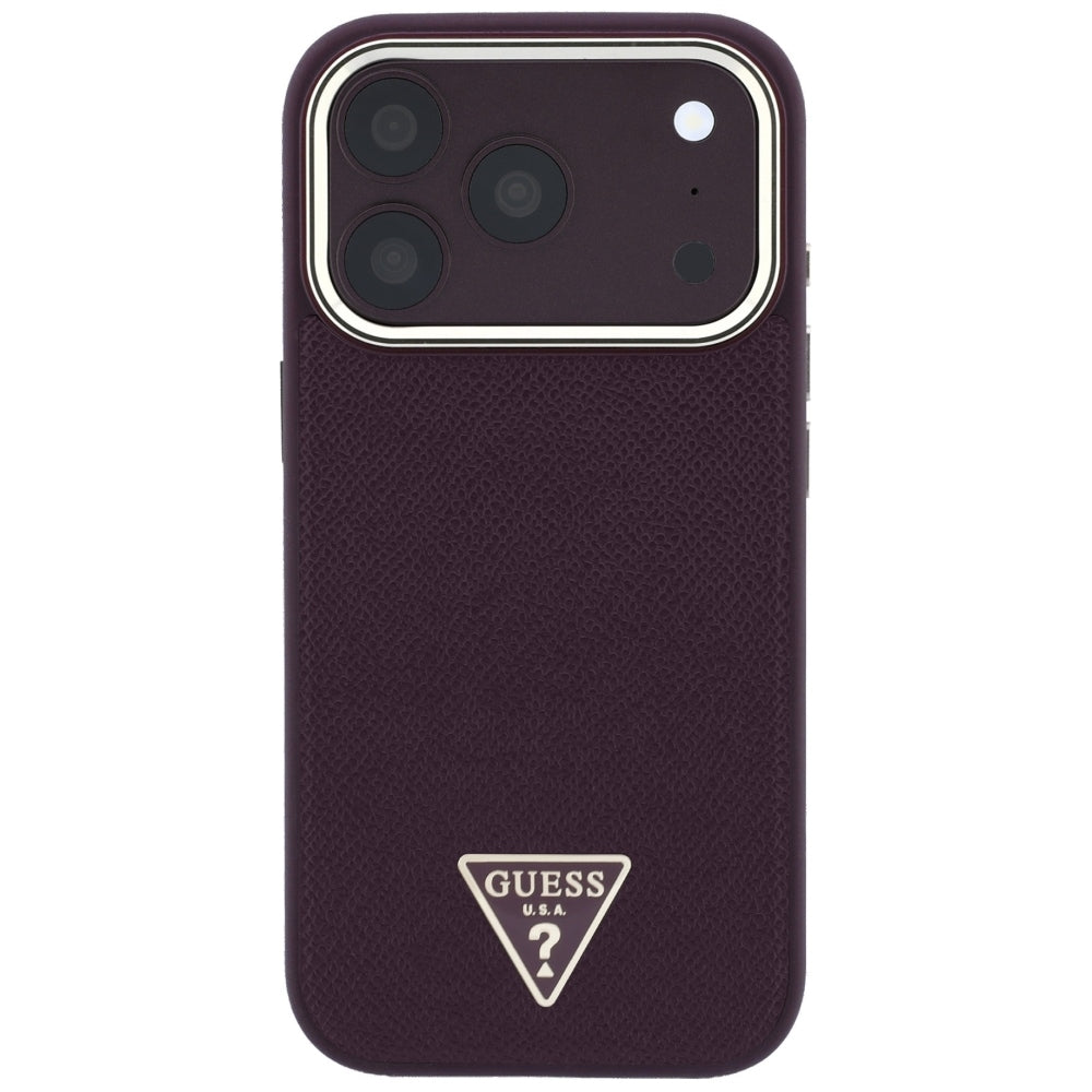 Husă Guess Grained Triangle Logo MagSafe pentru iPhone 17 Pro Max – burgundy — imagine 3
