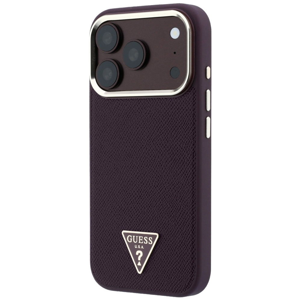 Husă Guess Grained Triangle Logo MagSafe pentru iPhone 17 Pro Max – burgundy — imagine 4
