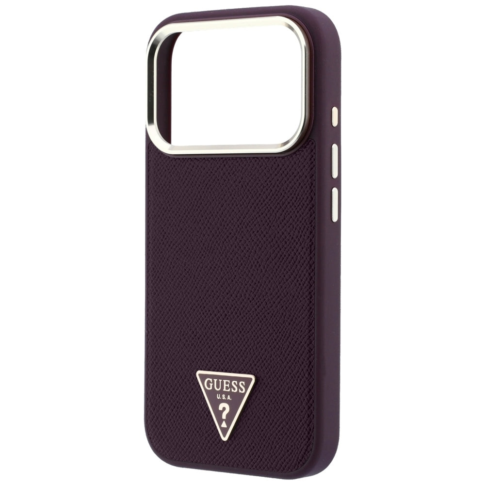 Husă Guess Grained Triangle Logo MagSafe pentru iPhone 17 Pro Max – burgundy — imagine 5