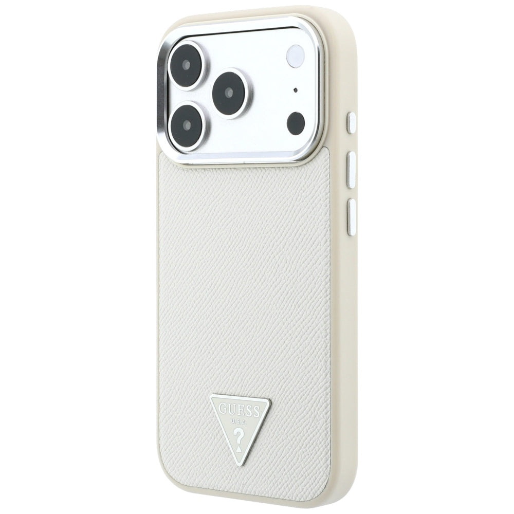 Husă Guess Grained Triangle Logo MagSafe pentru iPhone 17 Pro Max – bej — imagine 2