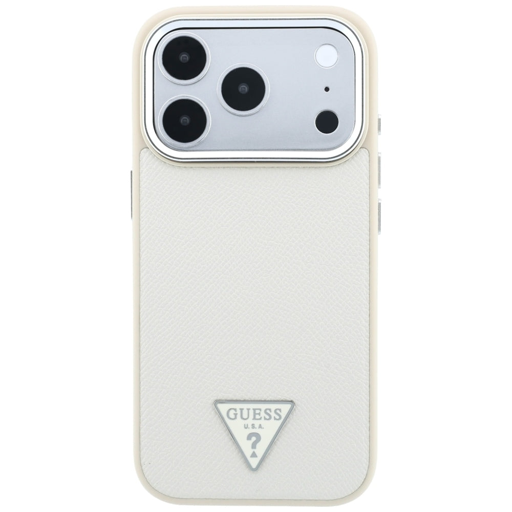 Husă Guess Grained Triangle Logo MagSafe pentru iPhone 17 Pro Max – bej — imagine 3