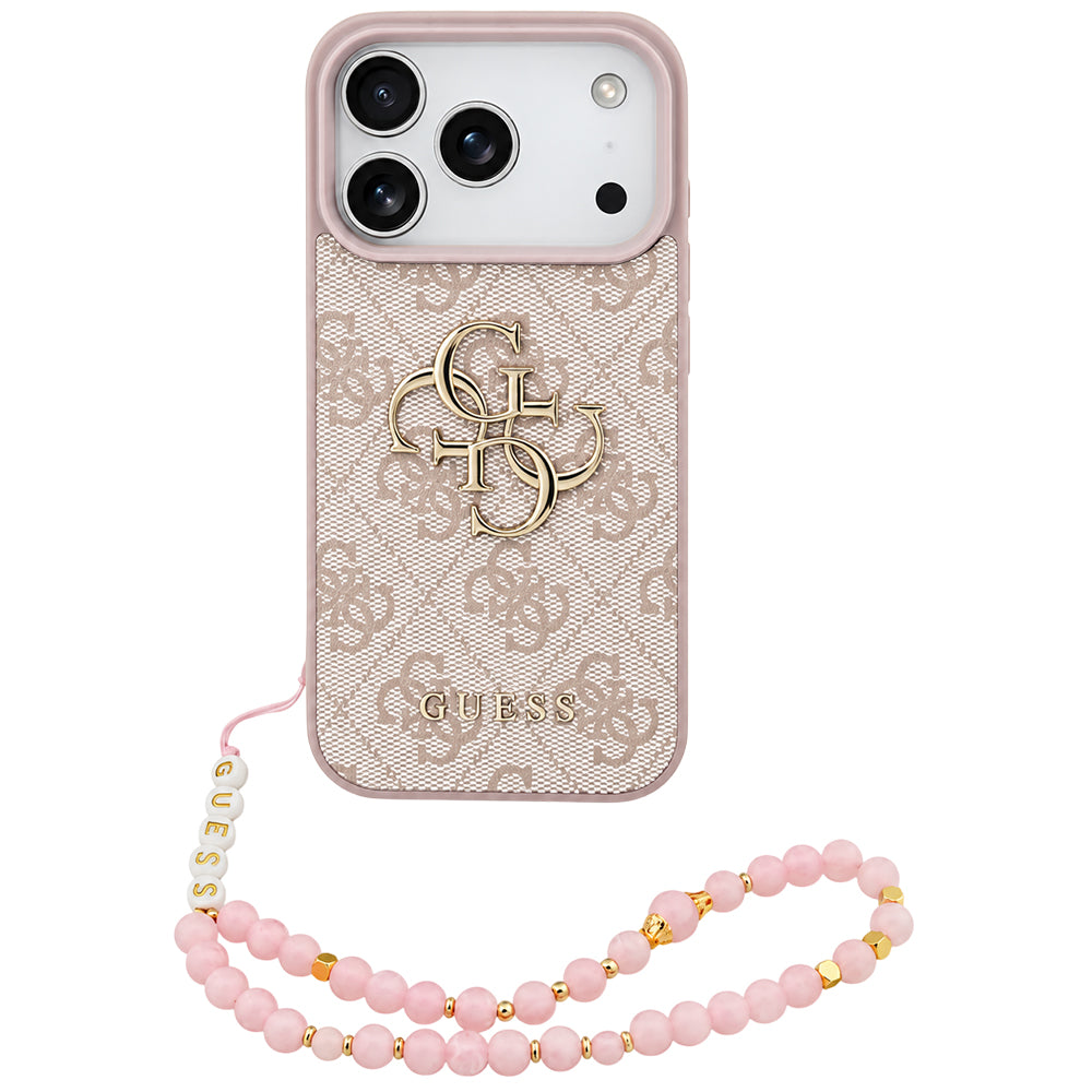 Husă Guess Hardcase 4G Classic Logo with Strap pentru iPhone 17 Pro Max – roz (GUHCP18XP4GMGSP) — imagine 1