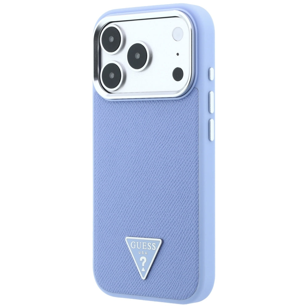 Husă Guess Grained Triangle Logo MagSafe pentru iPhone 17 Pro Max – albastru deschis — imagine 2