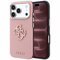 Husă Guess Grained Leather and Big Resin Logo pentru iPhone 17 Pro Max – roz — imagine 1