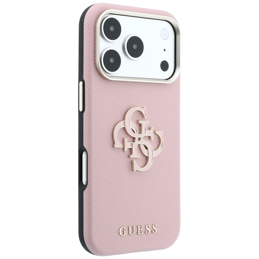 Husă Guess Grained Leather and Big Resin Logo pentru iPhone 17 Pro Max – roz — imagine 2
