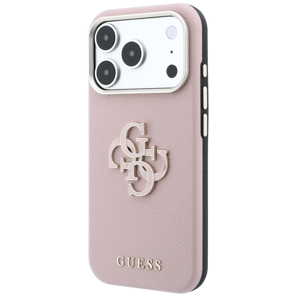 Husă Guess Grained Leather and Big Resin Logo pentru iPhone 17 Pro Max – roz — imagine 4