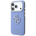 Husă Guess Grained Leather and Big Resin Logo pentru iPhone 17 Pro Max – albastru deschis — imagine 2
