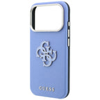 Husă Guess Grained Leather and Big Resin Logo pentru iPhone 17 Pro Max – albastru deschis — imagine 6