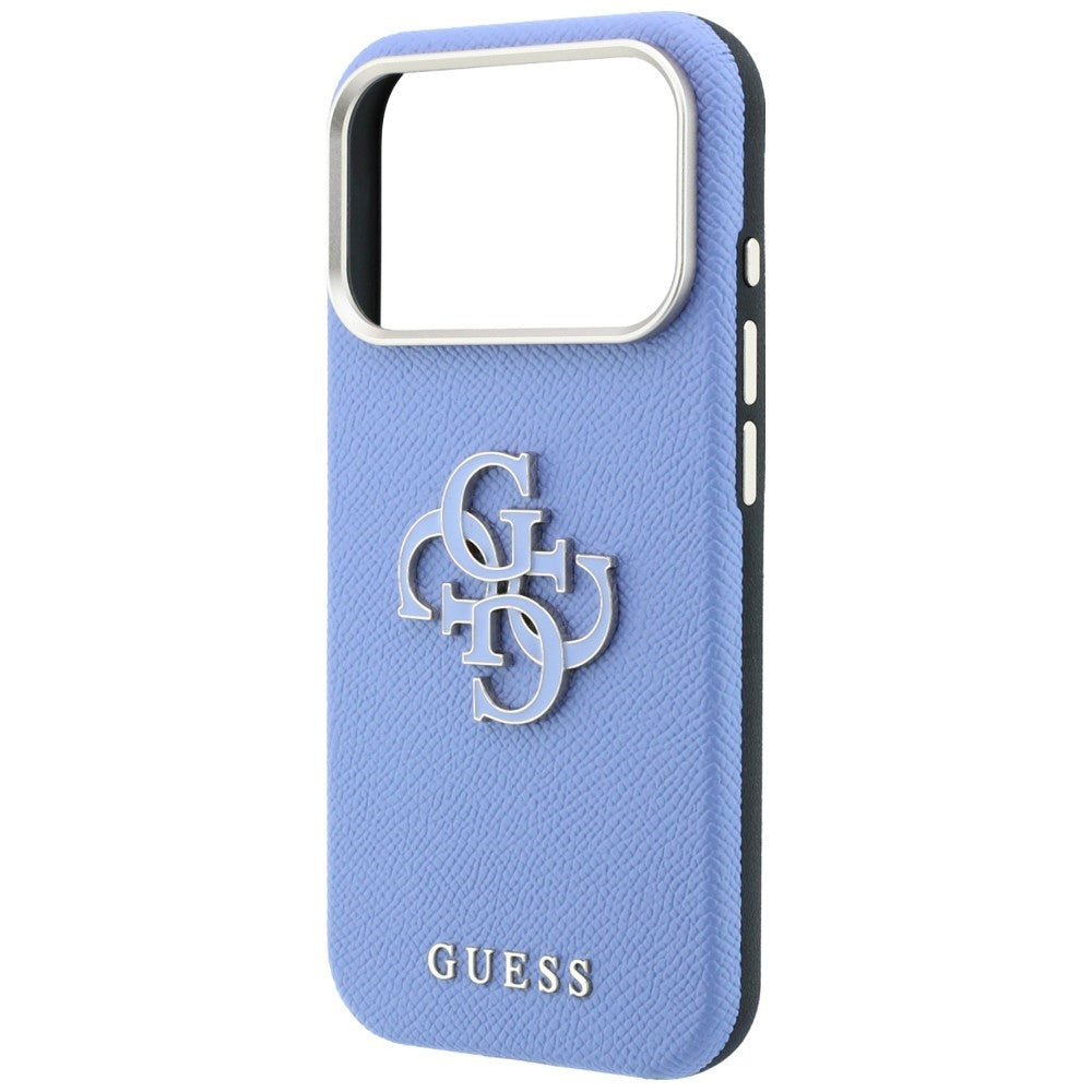 Husă Guess Grained Leather and Big Resin Logo pentru iPhone 17 Pro Max – albastru deschis — imagine 6