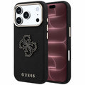 Husă Guess Grained Leather and Big Resin Logo pentru iPhone 17 Pro Max – negru — imagine 1