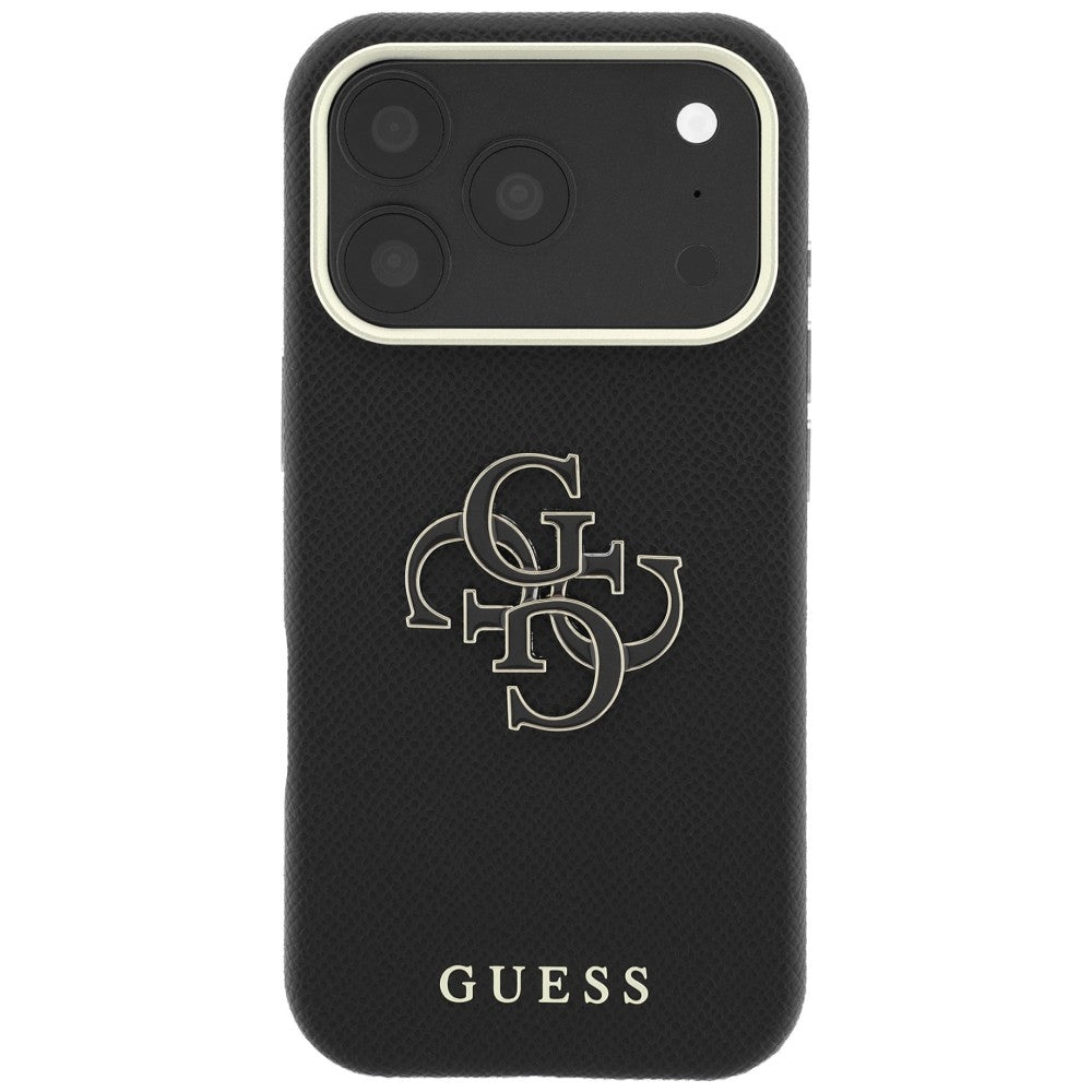 Husă Guess Grained Leather and Big Resin Logo pentru iPhone 17 Pro Max – negru — imagine 2