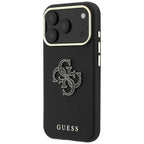 Husă Guess Grained Leather and Big Resin Logo pentru iPhone 17 Pro Max – negru — imagine 4