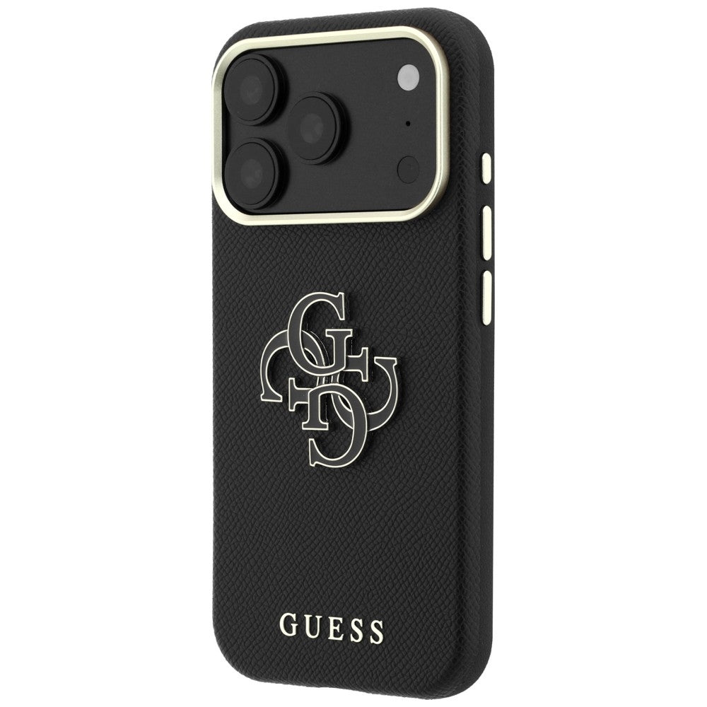 Husă Guess Grained Leather and Big Resin Logo pentru iPhone 17 Pro Max – negru — imagine 4