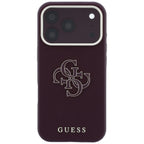 Husă Guess Grained Leather and Big Resin Logo pentru iPhone 17 Pro Max – burgundy — imagine 2