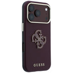 Husă Guess Grained Leather and Big Resin Logo pentru iPhone 17 Pro Max – burgundy — imagine 3