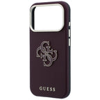 Husă Guess Grained Leather and Big Resin Logo pentru iPhone 17 Pro Max – burgundy — imagine 5