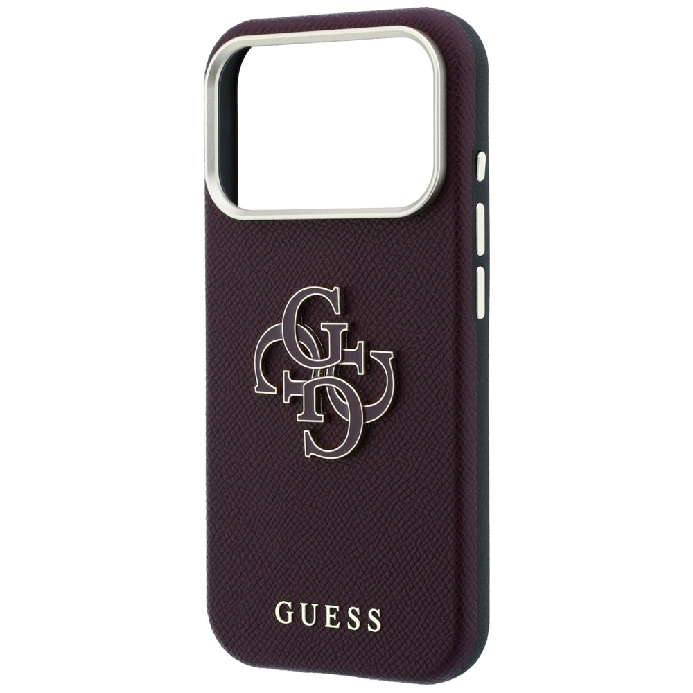 Husă Guess Grained Leather and Big Resin Logo pentru iPhone 17 Pro Max – burgundy — imagine 5