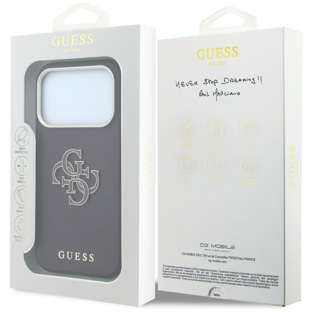 Husă Guess Grained Leather and Big Resin Logo pentru iPhone 17 Pro Max – burgundy — imagine 7