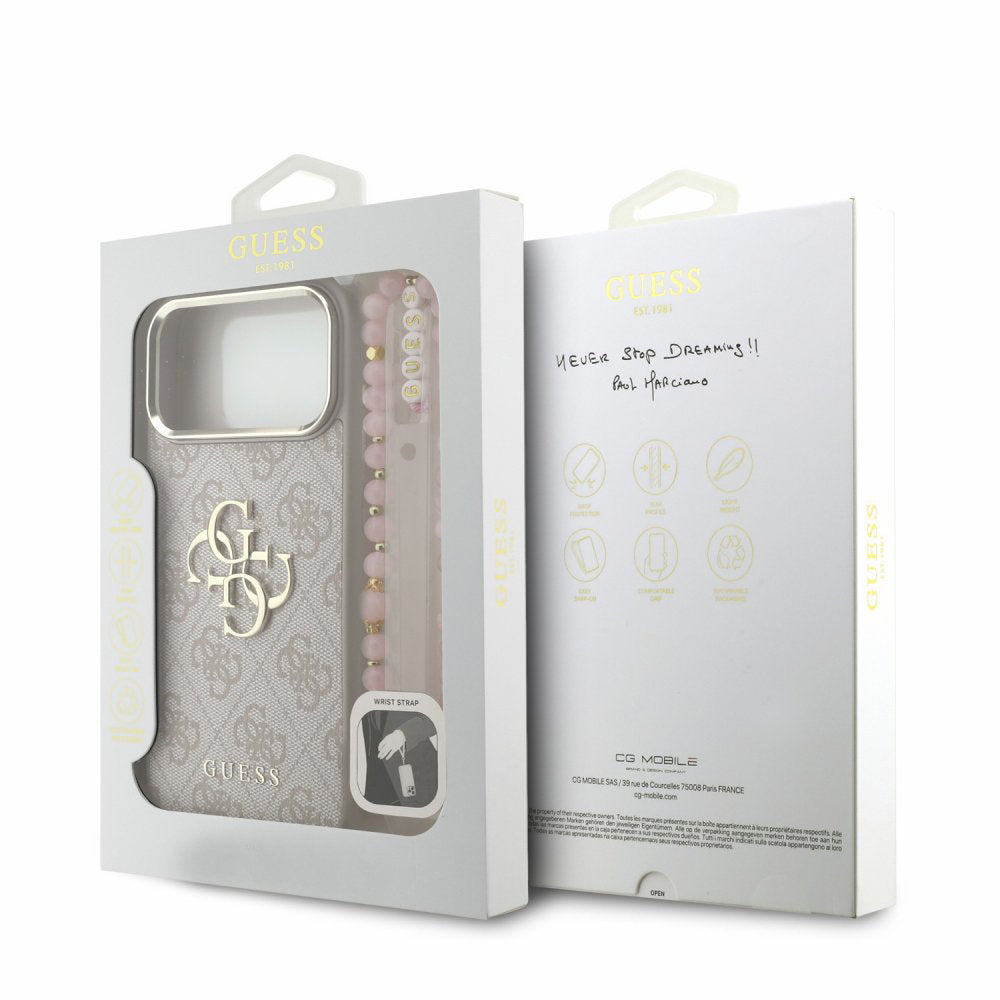 Husă Guess Hardcase 4G Classic Logo with Strap pentru iPhone 17 Pro Max – roz (GUHCP18XP4GMGSCP) — imagine 7