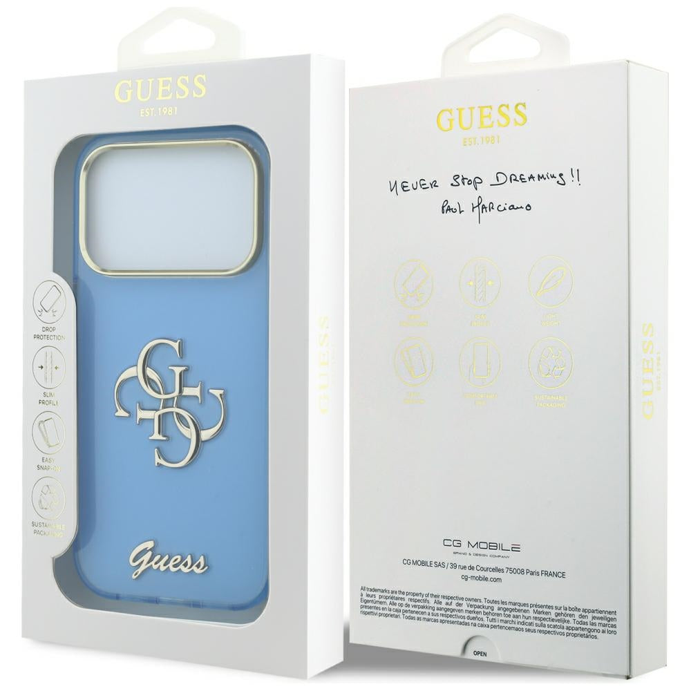 Husă Guess IML 4G Script Metal pentru iPhone 17 Pro Max – albastru deschis — imagine 7